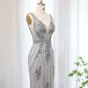 Sier Sharon Grey с v-образным вырезом, элегантное вечернее платье русалки для женщин, свадьба 2024, сексуальные вечерние платья с открытой спиной, Ss188 mal