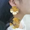 Exaggerated Drop Earrings African Gold Plated Copper Large Size Flower Dangle Eardrop Jewelry Accessories Anniversary Party Gift 240311