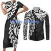 Samoa Island Print Polynesian Couple Clothes Set Casual Straight Fit Party Long Black Dress Women Maxi Summer Dresses For Woman