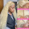 613 Curly Human Hair Wigs For Women Colored 13x4 13x6 HD Spets Frontal Deep Wave Wigs Blonde vattenvåg spetsar front peruk Glueless