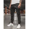 Multi bolsos joggers homem hip hop calças de carga pista de trabalho sweatpants casual jogging calças esportivas roupas masculinas streetwear x49m #