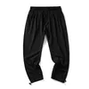 2023 Korean Men'S Loose Ice Silk Casual Boys And Teenagers Trend Drawstring Leggings Basketball Pants Summer Thin 9-Point Trous l3eu#