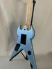 Chitarra elettrica OEM cinese volante stile V in metallo colore blu duplex tremolo sistema zakk wylde audio per chitarra