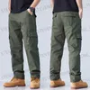 Men's Pants Cotton Cargo Pants Men Overalls Army Military Style Tactical Workout Straight Trousers Outwear Casual Multi Pocket Baggy Pants T240326