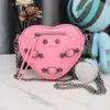 Borse firmate Specchio Quqlity Heart Mini Love Bag Little Sister Sweet Cool Rivet Moto Vera pelle Diagonal Straddle Chain 4326