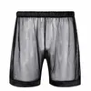 Black Mens underkläder Hot Shorts Sleepwear Seat-Through Mesh Loose Style Sexig Male Lounge Boxer Shorts Nightwear Z6wt#