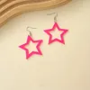 Orecchini a bottone Retro Y2K acrilico fluorescente rosa rossa stella a cinque punte ornamenti per orecchie di fidanzamento per club di feste