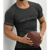 Herren Quick Dry Fitn Bedruckte T-Shirts Outdoor Sport Laufen Klettern Kurzärmeliges Hemd Strumpfhosen Bodybuilding Tops Y3lN #