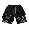 Anime Gym Shorts Mannen Bersek Guts Workout 2 In 1 Prestaties Sport Shorts Sportkleding Zomer 3D Mesh Fitn Sneldrogende Joggingbroek O54d #