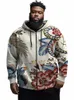 zooy L-9XL Men's Plus Size Fun Color Block Casual Persality Floral Trend Street Bear Flame Graffiti Fi Lg Sleeve Spor n7vo#