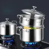 1set 316 Stainless Steel Soup Thickened Household Steamer, Porridge Milk Bottle Sterilizer, Steaming and Cooking Induction Cooker Stew Pot, Double Ear Pot