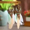 Dangle Chandelier Bohème longue plume pendentif boucles d'oreilles femmes chaînes de plage gland pendentif boucles d'oreilles mariage mariée bijoux en grosC24326