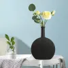 Films – Vase en forme d'éventail de couleur Pure, réceptacle de fleurs blanches et noires, jardinière décorative moderne pour la maison, artisanat rayé en céramique mate