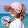 Wide Brim Hats Ultraviolet-proof Empty Top Hat Sunscreen And Shading Scalable Fisherman Adjustable Anti-Sun Fishing Cap Summer