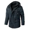 Mäns förtjockar parkas varm vinterjacka CMERE Fleece Coats Militär utomhus Cott-Padded Male Windbreaker Hudeed Outwear J3TM#