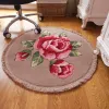 Mats Pink Flower Print Round Bathroom Carpet Dia 80cm NonSlip Bathroom Mat For Doorway Toilt Bedroom Bath Mat Rug Cheap Bath Carpet