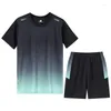 Men's Tracksuits 2024 Summer Fashion Sports Breathable Speed Dry Ice Silk Short Sleeve Suit Casual Loose Comfortable Two-Piece Set 5XL