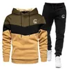 men's sportswear set trend new three color hoodie 2-piece set hooded sweatshirt+sports pants sportswear jogging set e83J#