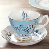 Tazze Europea Bone China Tazza da caffè Piattino Tè pomeridiano Latte Delicata tazza in ceramica con foglie di loto Colazione Latte 180ml