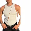 2024 Fi Men Elastico stretto Canotte Irregolare Butt Cardigan T-shirt Estate Casual Muscle Mens sexy Vest Sleevel Tee f3II #