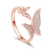 Anillos de racimo 925 Aguja de plata esterlina Lindo cristal de mariposa para mujeres Niñas Compromiso de boda Regalo del día de San Valentín Joyería de moda