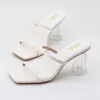 Slippers Women Clear Heart-Shaped Transparent Heel Sexy High Heels Party Dress Fashion Sandals 9CM Size 42