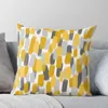 Pillow Grey And Mustard Yellow Paint Brush Effect Throw Elastic Cover For Sofa Pillows Decor Home