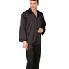 solid Pajamas Pijama Set For Men Spring Satin 2 Piece Sleepwear Lg Sleeve Nightwear Suit Casual Home Wear Big Size XXXL 772V#