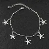 Anklets 1 stainless steel shell star dolphin ankle bracelet silver ocean hanging chain ankle bracelet womens summer beach barefoot sandals jewelryC24326