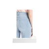 Kvinnors jeans ioo 2024 tunt material högt midja ljus blå lös rak kant niopunktskvalitet