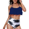 Bikinis Set Nouveau été femmes taille haute hors Shoder volants volants haut de bikini maillots de bain maillot de bain Sports nautiques plage Drop De Dhpy7