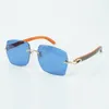 Neuester heißer Verkauf Exquisiter Stil 3524018 Sonnenbrille mit Mikro-Schnittlinsen, natürliche orange Holzbügelbrille, Größe: 18-135 mm