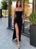Nibber red black year christmas party long dresse spring Basic bodycon lace up stretch Slim midi dresses femme 240315