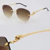 Nowa luksusowa seria Lopard Lopard Metal Rimless Sunglasses Designer Driving Unisex Glasses Man Woman 18K Gold 001 Silver La2658824