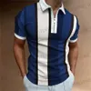 Men's T-Shirts 2023 Polo Shirt for Men Summer Mens Tops Daily Short Slve Striped Plain Clothing Men Shirts Turn-down Collar Zippers T T240325