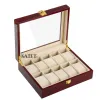 Modules New Wood Watch Box Storage Red Watch Collection Box with Gold Lock Jewelry Organizer for Women