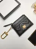 Luxury Designer Black Zip Billetera de cuero acolchado Tarra de ID de cuero cuadrado Monedero Monedero Titero de tarjetas de alta calidad Mieras Fashion Mens 7a Calidad billeteras