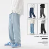 2023 Nouveau coréen Fi Hommes Casual Longueur de la cheville Jeans Classique Homme Droit Denim Pantalon à jambes larges Bleu clair Gris Noir 3XL B4yS #