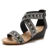 HIP HELLOP HEEL SANDALS Dames Summer Sandaalvrouwen Glijden één lijn open teen Romeinse schoenen met rugzipper 240228