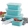 실리콘 접이식 벤토 박스 4pc 식품 식품 용품 용기 용 휴대용 점심 박스