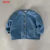 Jackets Korean Fashion Baby Boy Girl Cotton Denim Jacket Infant Toddler Child Jean Coat Kid Outwear Casual Spring Fall Kids Clothes 2-7Y