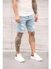 summer Ripped Shorts Jeans Men Hip-Hop Denim Pants Stretch Light blue Fi Design Slim Straight Male Short Jeans Hombre 24Qo#