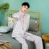 Lente Herfst Pijamas Mannen Casual Plaid Pyjama Sets Mannelijke 100% Katoen Nachtkleding Pak Lg Mouw Turn-down Kraag Thuis kleding G0AY #