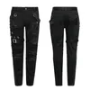 Панк RAVE Мужские облегающие винтажные брюки в стиле панк Persality Rock Fi Повседневные мужские джинсовые брюки с заклепками в виде головы призрака G3RI #