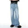iefb Wed Calças de brim retas masculinas Vintage Cor gradiente bolsos Calças jeans masculinas Novas calças chiques de pernas largas Primavera 2024 9C4300 Q9PU #