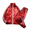 hip Hop Mens Casual Training Tracksuit Streetwear Fi Two Piece Set Stand Collar Zip Bomber Jacket Elastic Waist Sweatpants 617J#
