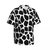 Camisas casuais masculinas preto e branco girafa camisa de férias masculino animal impressão havaí manga curta padrão na moda blusas oversize presente