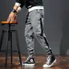 Męskie dżinsy 2022 Spring Grey Denim Pants Joggers Estee workowate wołanie bok patchwork elastyczne wiat men dżinsy homme e1gd#