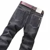 Ny ankomst koreanska fi lyxiga män arbetskläder denim jeans 2023 rak denim lyxig svart klassisk streetwear cowboy byxor e5e4#