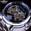 Vencedor Blue Ocean Fashion Designer casual Stainless Steel Men Skeleton Watch Watches Mens Relógio Automático de Luxo de Luxuja Relógio3360